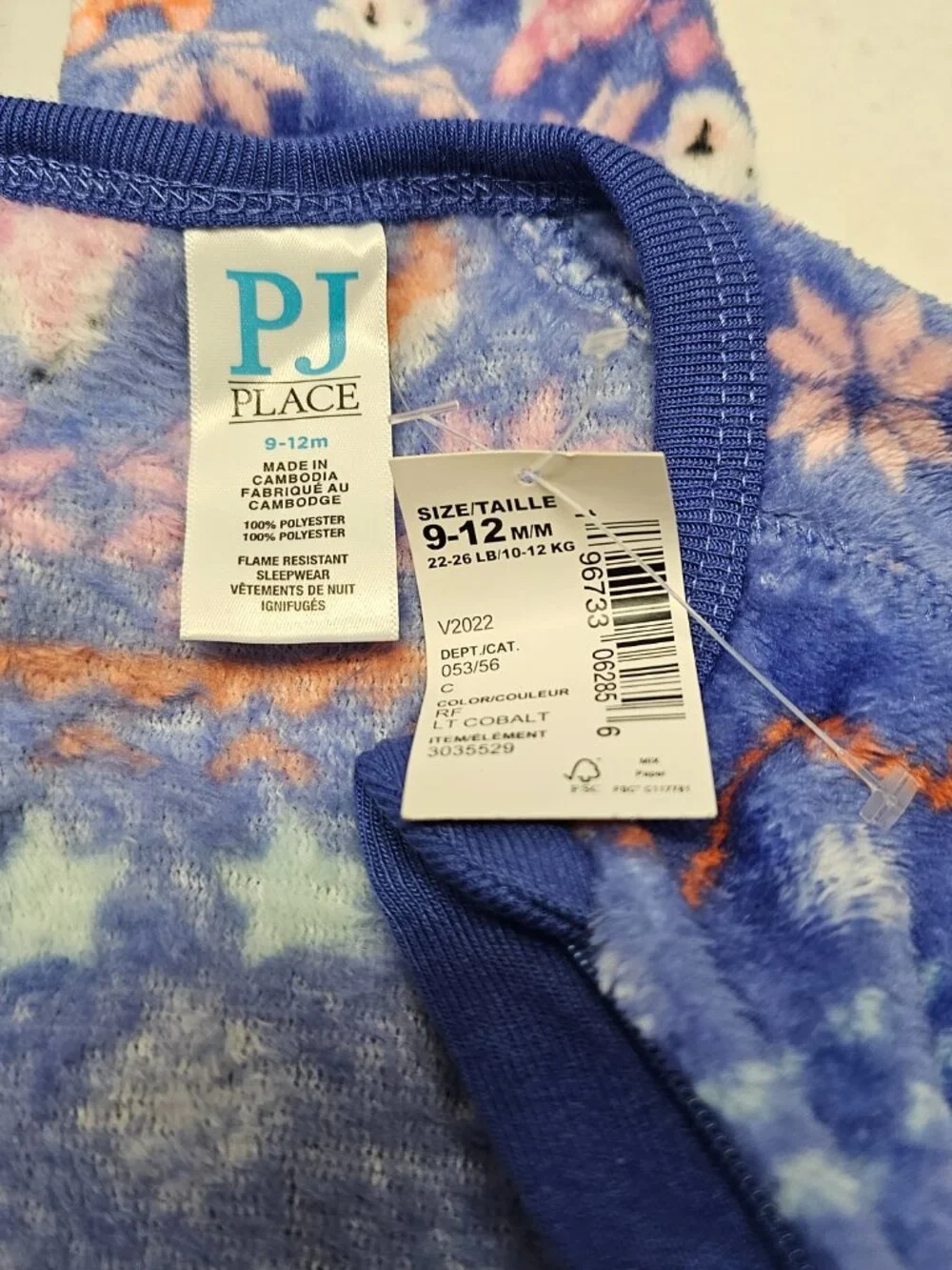 New NWT The Childrens Place PJ Fleece Footed One Piece Pajama Animal 9-12 Month